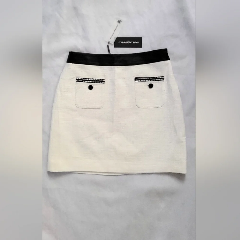 NWT! KARL LAGERFELD PARIS Cotton Women's Mixed Media Skirt Size 6 - Picture 3 of 10